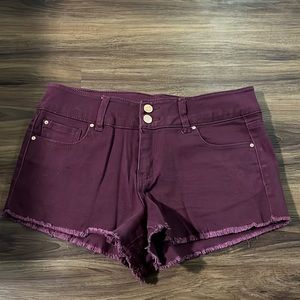 Refuge Burgundy Denim Shorts in size 8.